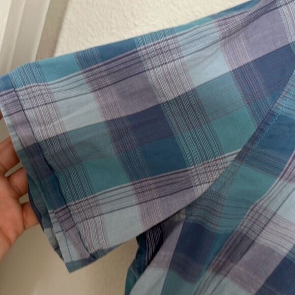 John Varvatos USA Mens Blue Plaided Short Sleeve Collared Button-Up Shirt XL - Picture 3 of 7